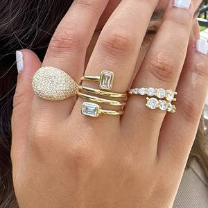 Anillo abierto de joyería ajustable chapado en oro de plata esterlina para mujer <span class=keywords><strong>Joais</strong></span> Oro Anillos De Plata 925 - Product Image 2