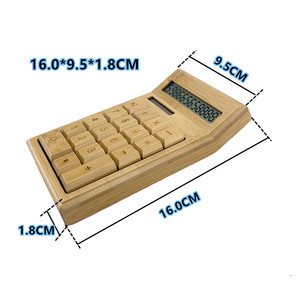 Bamboo Calculator 12 Digits Solar Powered Dual Power Supply Creative Gift Calculator - Product Image 2