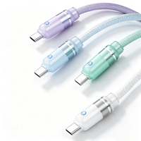 Kabel USB Type C Ungu Fashionable, Pengisian Cepat, Desain Keren, Kabel Charger Kepang Lembut untuk Ponsel Android dan Komputer