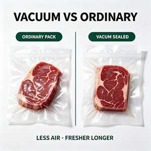 Sacs sous vide de qualité alimentaire, pochettes à trois soudures latérales en LDPE pour steak, emballage alimentaire jetable thermoscellable - Product Image 2