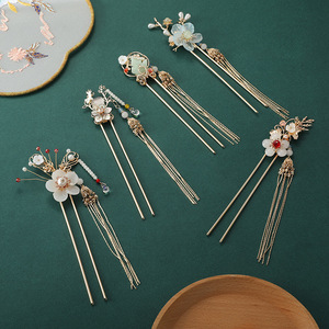 Accessoires pour cheveux Hanfu, épingles à cheveux, ornements capillaires en jade de style ancien pour femmes, petites épingles à cheveux, ornements capillaires, chignons, pompons - Product Image 2