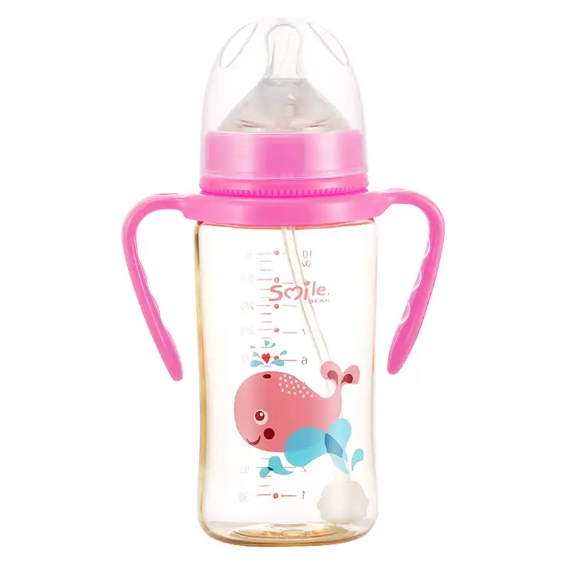 PPSU Hands Free Oem Wide Neck Baby Feeding Bottle Pp Drop-resistant Feeding With Handle