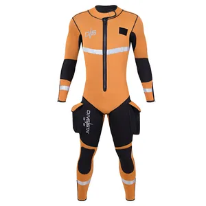 DIVESTAR pakaian selam Neoprene uniseks, baju selam ukuran Plus, pakaian keselamatan tahan air bersirkulasi udara 5mm, baju selam Neoprene kustom pria dan wanita