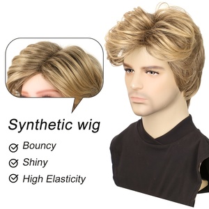 Perruque synthétique courte ombrée Pixie Haircurt avec frange sans colle perruque en couches brun mélange blond <span class=keywords><strong>ondulé</strong></span> <span class=keywords><strong>coupe</strong></span> Pixie perruques - Product Image 5
