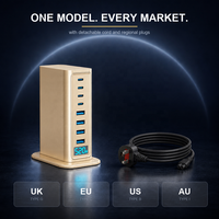 Station de charge GaN 520W tout-en-un multi-chargeur 8 ports, écran AI, PD3.0 PPS QC3.0 SCP, pour ordinateur portable et bureau