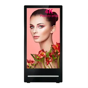 Quiosque Totem de sinalização digital LCD para exterior com tela de toque à prova d'água, projeto personalizado, bateria para publicidade