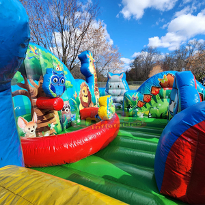 Large outdoor toddler playzone party jumpers bounce <b>house</b> and slide commercial <b>inflatable</b> animal kingdom playground - Product Image 3