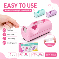 Distributeur de ruban adhésif couleur macaron IDM LDM-80101 avec coupe-précis et base stable pour bureau, école, maison, cadeau, vente en gros, OEM
