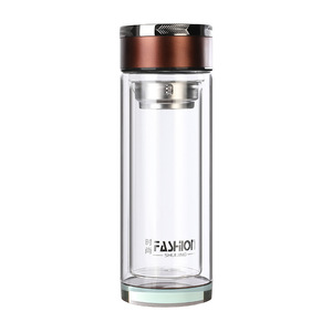 Seaygift-infusor de té de vidrio personalizado, botella de agua al vacío de doble pared, termo al vacío, botella de agua caliente de té con burbujas aisladas - Product Image 1