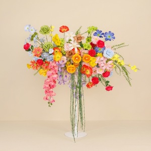 Fleurs de mariage personnalisées pour allée centrale, vente en gros de fleurs artificielles colorées en roses pour la décoration de demande en mariage - Product Image 2