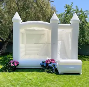 Air Jumping Castle Rot Aufblasbare Hochzeit Türsteher White Bounce House Pastell Jumping Castle mit Rutsche