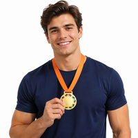 Médailles en métal moulé sous pression personnalisées avec impression UV, 2 pouces, dorées, découpées, pour compétitions sportives, fêtes, avec logo et thème