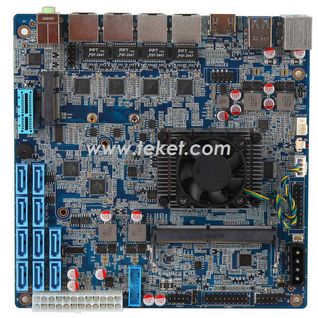 Intel Celeron 3855 Mini-ITX for NAS Motherboard with 10*SATA 3.0 4*LAN PCIe and ATX Power Supply 2 X Gigabit