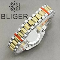 BLIGER Montre 31mm De Luxe Femmes Montre Automatique Bracelet Diamant Lunette Saphir Verre Blanc Mère Perle Cadran Étanche