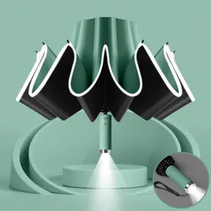 Sombrillasプロモーション傘ロゴ傘広告プロモーションギフト主導自動3折りたたみ式UV傘ライト付き