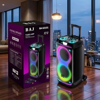 BA-S2101 Altavoz Inalámbrico con Ruedas y Doble Micrófono de 10 Pulgadas, RGB, para Fiestas y Eventos, Bajo MOQ, Marca Privada de Fábrica, Entrega Rápida en 7 Días, Venta al Por Mayor
