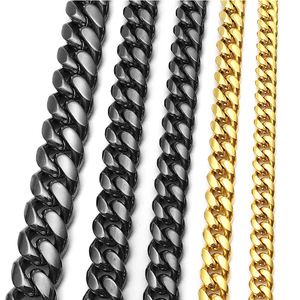 <span class=keywords><strong>24</strong></span> 인치 스테인레스 스틸 18k 골드 도금 망 쿠바 링크 체인 목걸이 팔찌 14mm - Product Image 5