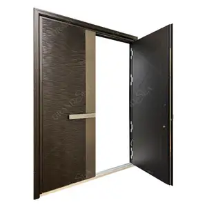 Inexpensive Customized Residential Aluminum Security Steel Push And Pull Plate Door Security Aluminum Alloy Double Entry Door