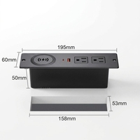 Multiprise de bureau industrielle encastrable PD20W avec chargeur sans fil 15W, prise USB-C 15A, câble plat pour table de bureau