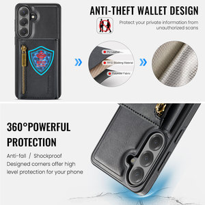 Funda de Teléfono Tipo Cartera de Cuero PU Magnética con Bloqueo RFID Antirrobo, Delgada, Gran Capacidad, Compatible con Carga Inalámbrica para la Serie Samsung - Product Image 5