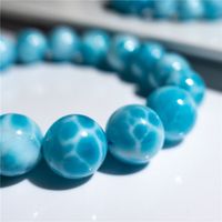 Bracelet en Larimar Naturel de Qualité Collectionneur, Pectolite avec Motif Dos de Tortue, Teinte Jade Glacé, Bicolore, Énergie Océanique, Élément Aquatique