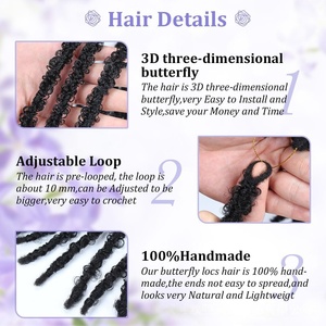 Extensions de cheveux synthétiques au crochet Afro Kinky Twist pour femmes, tresses en vrac pour le printemps, fausses locks papillon, trame simple, tresses africaines - Product Image 4