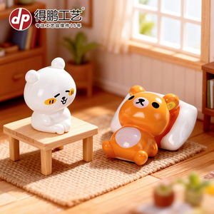 Figurine d'ours miniature Rilakkuma en résine, poupée de dessin animé, décoration de bureau, jouet pour enfants et collectionneurs - Product Image 3