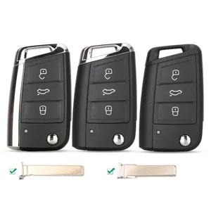 Carcasa de Llave Plegable para Auto, Compatible con VW Golf 7/Sportsvan GTI MK7/Passat B8/Jetta/Touran/Skoda Octavia A7/Seat Leon/<span class=keywords><strong>Ibiza</strong></span> - Product Image 1