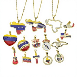 Collar Jinyuan con Colgante de Cobre Chapado en Oro de 18K con Diseño de Gota de Aceite y Cadena de Bambú, Diseño de <span class=keywords><strong>Mapa</strong></span> Nacional, Moderno - Product Image 1