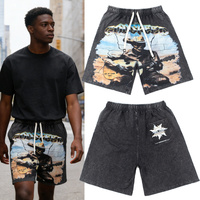 Pantalones Cortos Godspeed para Hombre, Marca Godspeed, Premium, de Algodón Lavado, con Diseño Gráfico Desgastado, Estilo Hip Hop Urbano