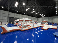 Plataforma Flotante Inflable para Tomar el Sol, Isla Flotante, Plataforma de Ocio para Fiestas, Muelle Flotante Inflable para Fiestas con Carpas