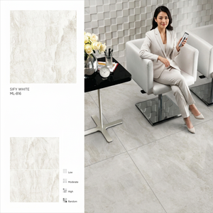 Carreaux de porcelaine émaillée polie Seina Crema 800x800mm PGVT, surface marbre crème, revêtement de sol - Product Image 3