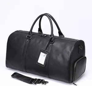 Marrant bolsa de viagem de couro genuíno, nova bolsa de viagem casual masculina impermeável de tamanho grande para bagagem, sacola de viagem