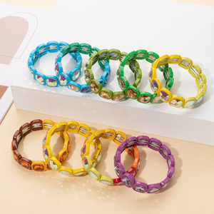 Braccialetto elastico di strass di cristallo alla moda con diamante colorato caramella colorata regalo di gioielli per le vacanze estive al mare delle ragazze - Product Image 5