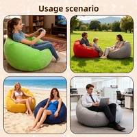 Canapé gonflable individuel transfrontalier, style pouf, pliable pour l'extérieur, en PVC épaissi avec finition velours, fauteuil de relaxation