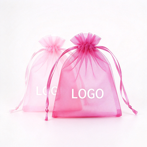 Pochette en organza personnalisée avec logo d'usine, sac cadeau en maille transparente, vente en gros, pour mariage, bonbons, bijoux, emballage - Product Image 5