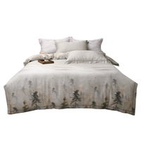 Parure de lit d'automne en satin tissé soie orchidée, ensemble quatre pièces chaud imprimé, draps et taies d'oreiller, collection été