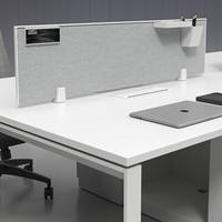 Panneau de séparation de bureau moderne en tissu avec cadre en aluminium mince de 12 mm, absorption acoustique, fixation au bureau, pour salles de conférence