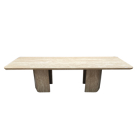 Table à manger moderne pliable en marbre travertin naturel, meubles en pierre naturelle solide