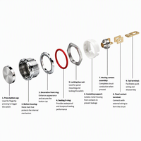 Interrupteur à bouton-poussoir métallique étanche de 12 mm avec réinitialisation lumineuse, à verrouillage, tête haute et tête plate