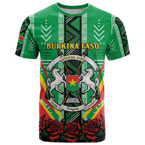 เสื้อยืดโพลีเอสเตอร์ทอของผู้ชาย Burkina Faso เป็นอิสระโลโก้ที่กำหนดเองที่มีอนุสาวรีย์วีรบุรุษแห่งชาติ - Product Image 3