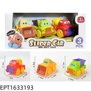 EPT 3PCS Voitures coulissantes en vinyle souple, jouets de véhicules à presser animaux/machines/mers pour les tout-petits 3M+ - Product Image 6