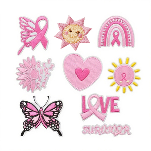 Parches de chenilla bordados con lazo rosa y purpurina, termoadhesivos y para coser, insignias para gorras - Product Image 3