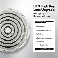 PC 90 de qualité optique supérieure °   Lentille LED à large distribution pour l'amélioration de l'éclairage UFO High Bay dans les entrepôts industriels et commerciaux