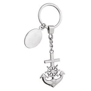 Porte-clés en métal personnalisable avec ancre et roue de bateau, porte-clés personnalisé en métal pour porte-clés, sans boîte - Product Image 1