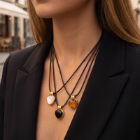 Nouvel ensemble de colliers tendance en pierre naturelle nordique et corde noire, Dazan INS, en acier inoxydable plaqué or PVD 18K, inaltérable, cadeau pour femme