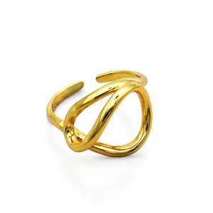 Chris Avril en stock vermeil Or 18k Plaqué 2020 bague minimaliste 925 bijoux en argent sterling avec dos ouvert