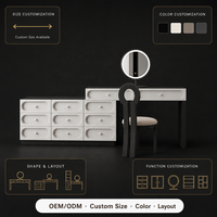 Meuble de toilette moderne en contreplaqué pour chambre à coucher, avec rangement intégré, design extensible, hauteur réglable, table de maquillage écologique pour bureau