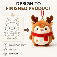 Fabricant CE ASTM à faible MOQ, poupées personnalisées avec rennes de Noël en peluche douce, porte-clés en peluche de Noël pour enfants, cadeau