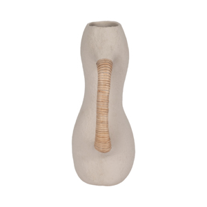 Vaso curvo in ceramica con manico intrecciato per decorazioni per la casa in stile boho - Product Image 4